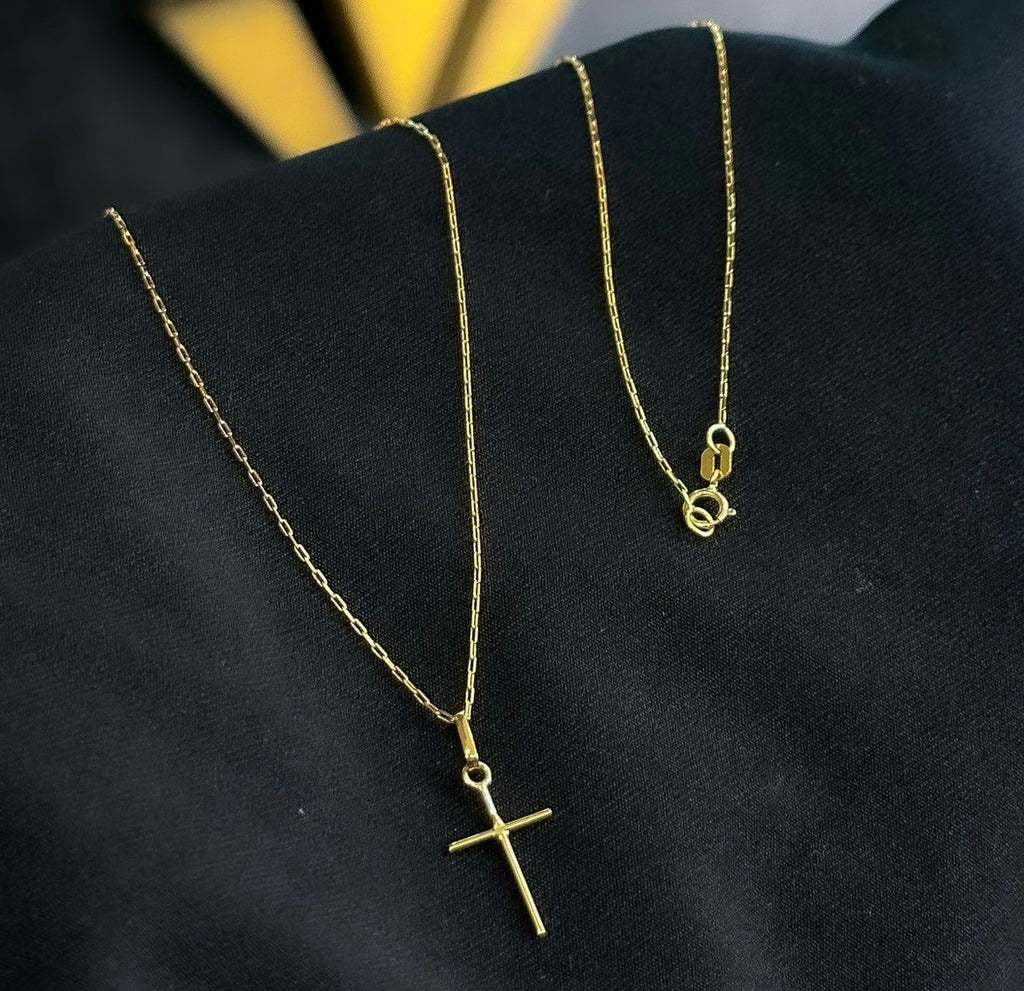 Colar elos cruz ouro 18k