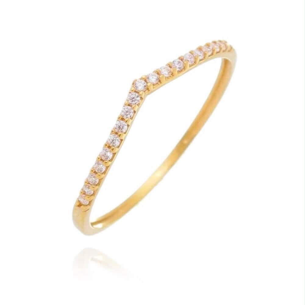 Anel aparador em V ouro18k