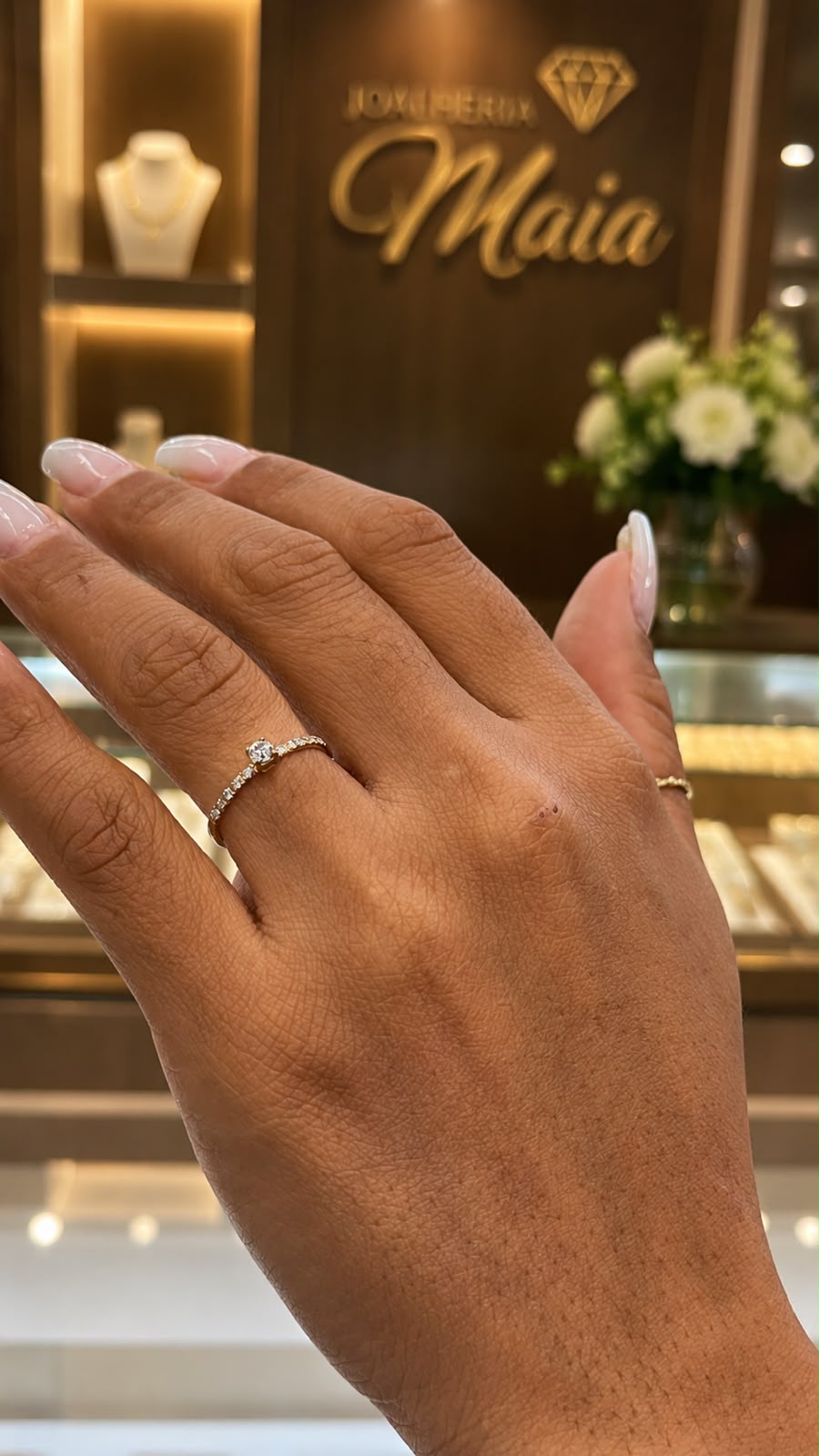 Solitário em ouro 18k- moissanites naturais